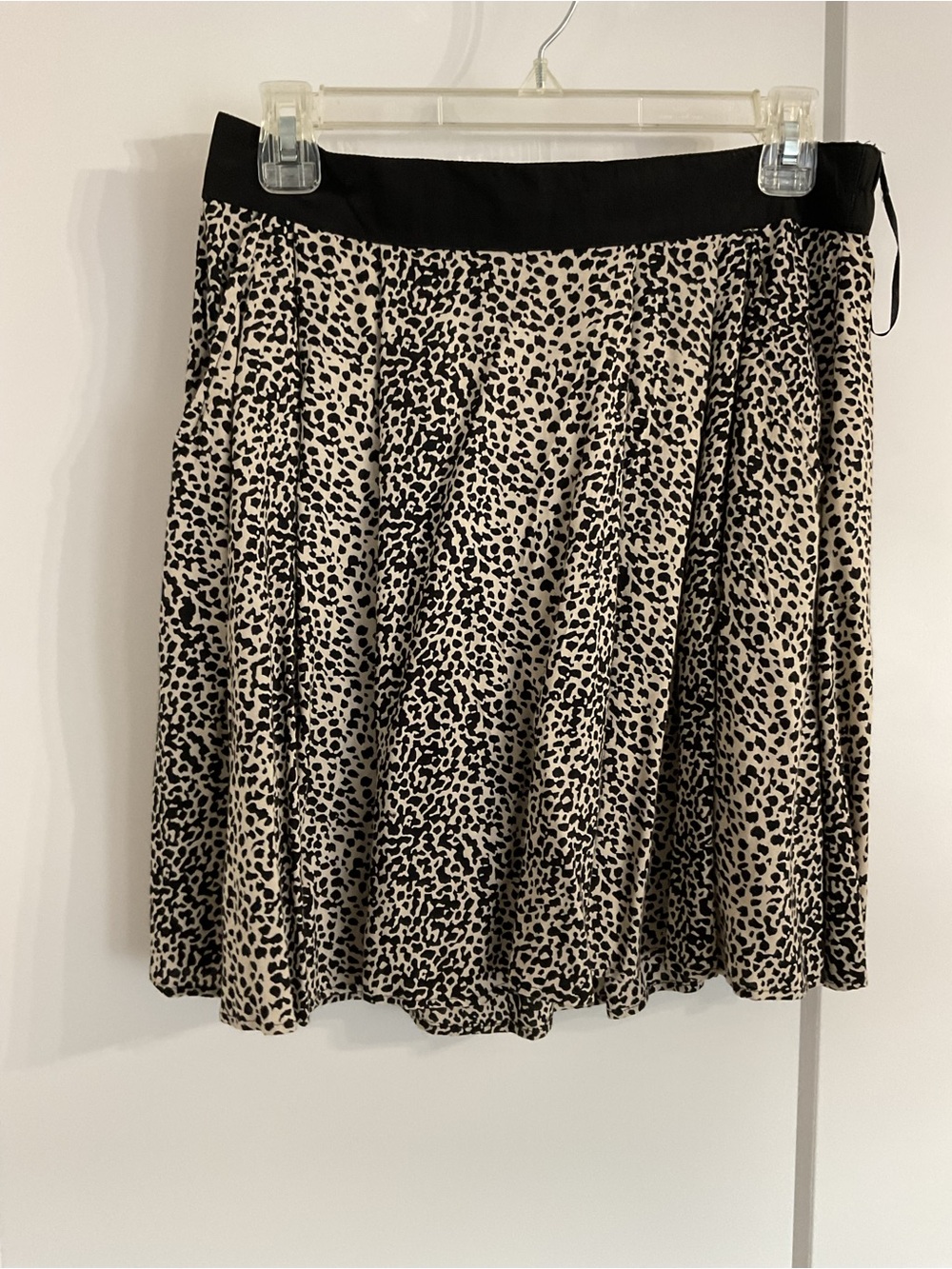 Angie Black and Cream Leopard Print Skater Skirt